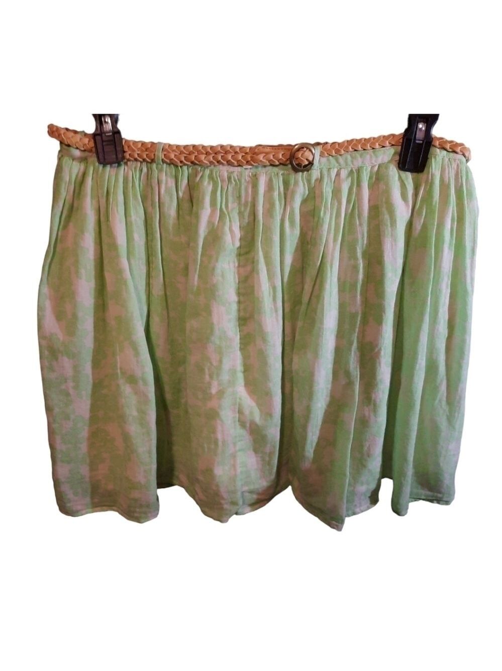 Old Navy Green Cream Skirt With Belt Size 10